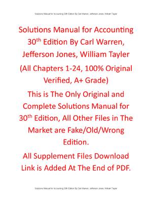 Preview of Soultiion Manual For Accounting 30th Edition By Carl Warren, Jefferson Jones, William Tayl