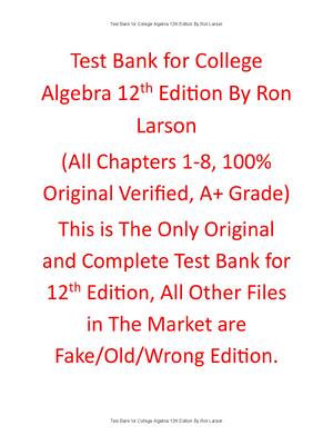 Preview of Test Bank For College Algebra 12th Edition By Ron Larson