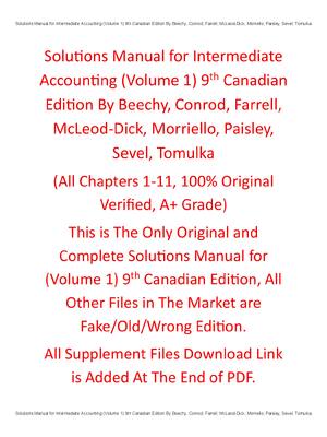 Preview of Solution Manual For Intermediate Accounting (Volume 1) 9th Canadian Edition By Beechy, Con