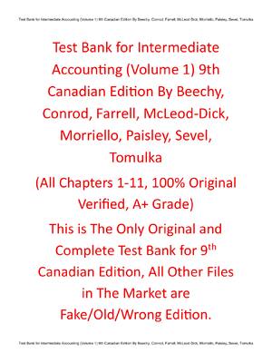 Preview of Test Bank For Intermediate Accounting (Volume 1) 9th Canadian Edition By Beechy, Conrod, F