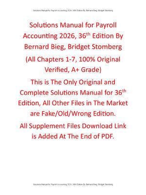 Preview of Solutions Manual For Payroll Accounting 2026 36th Edition By Bernard Bieg, Bridget Stomber
