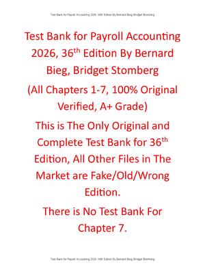 Preview of Test Bank For Payroll Accounting 2026 36th Edition By Bernard Bieg, Bridget Stomberg