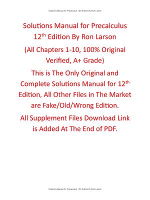 Preview of Solutions Manual For Precalculus 12th Edition By Ron Larson