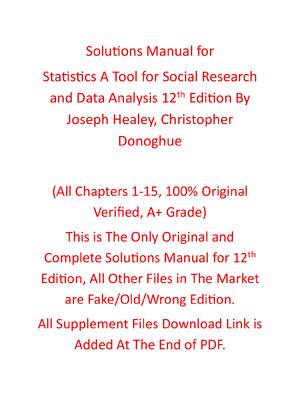 Preview of Solutions Manual For Statistics A Tool for Social Research and Data Analysis 12th Edition