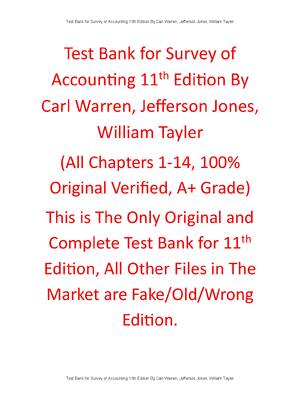 Preview of Test Bank For Survey of Accounting 11th Edition By Carl Warren, Jefferson Jones, William T