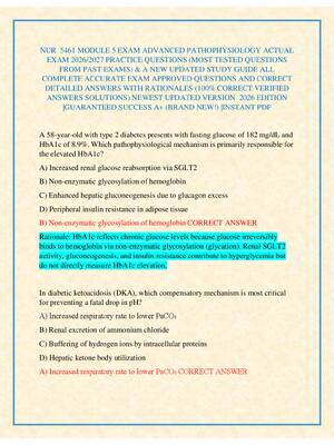 Preview of NUR  5461 MODULE 5 EXAM ADVANCED PATHOPHYSIOLOGY ACTUAL EXAM 2026/2027 PRACTICE QUESTIONS