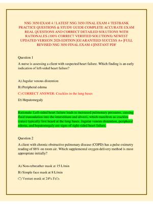 Preview of NSG 3850 EXAM 4 / LATEST NSG 3850 FINAL EXAM 4 TESTBANK PRACTICE QUESTIONS & STUDY GUIDE C
