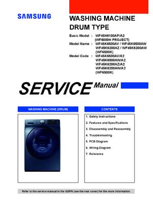 Preview of SAMSUNG WF45K6500AV/A2 and WF45K6500AW/A2 Service Manual