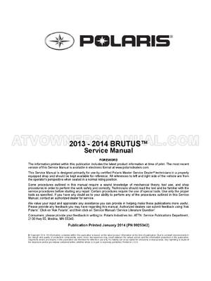 Preview of 2013-2014 Polaris BRUTUS service manual