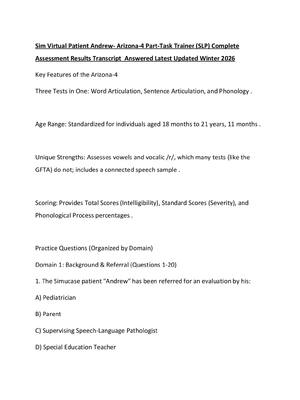 Preview of Sim Virtual Patient Andrew- Arizona-4 Part-Task Trainer (SLP) Complete Assessment Results