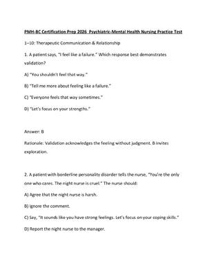 Preview of PMH-BC Certification Prep 2026  Psychiatric-Mental Health Nursing Practice Test