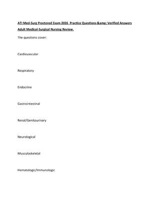Preview of ATI Med-Surg Proctored Exam 2026  Practice Questions &amp; Verified Answers Adult Medical-