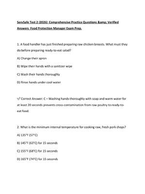 Preview image for ServSafe Test 2 (2026)  Comprehensive Practice Questions &amp; Verified Answers  Food Protection Manager Exam Prep.
