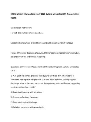 Preview of NR602 Week 7 iHuman Case Study 2026  Juliana Mirabelles (GU)  Reproductive Health