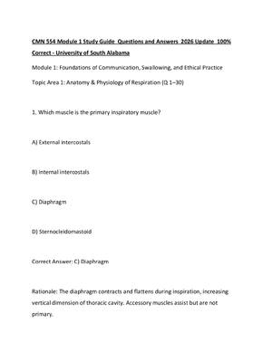 Preview of CMN 554 Module 1 Study Guide  Questions and Answers  2026 Update  100% Correct - Universit