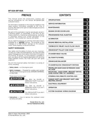 Preview of Honda BF135A BF150A Service Manual
