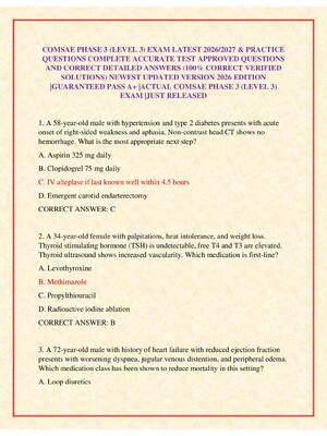 Preview of COMSAE PHASE 3 (LEVEL 3) EXAM LATEST 2026/2027 &amp; PRACTICE QUESTIONS COMPLETE ACCURATE TEST APPROVED QUESTIONS AND CORRECT DETAILED ANSWERS (100% CORRECT VERIFIED SOLUTIONS) NEWEST UPDATED VERSION 2026 EDITION |GUARANTEED PASS A+ |ACTUAL COMSAE PHASE 3 (LEVEL 3) EXAM |JUST RELEASED