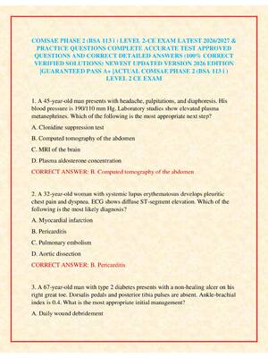 Preview image for COMSAE PHASE 2 (BSA 113 i ) LEVEL 2-CE EXAM LATEST 2026/2027 & PRACTICE QUESTIONS COMPLETE ACCURATE TEST APPROVED QUESTIONS AND CORRECT DETAILED ANSWERS (100% CORRECT VERIFIED SOLUTIONS) NEWEST UPDATED VERSION 2026 EDITION |GUARANTEED PASS A+ |ACTUAL COMSAE PHASE 2 (BSA 113 i ) LEVEL 2 CE EXAM