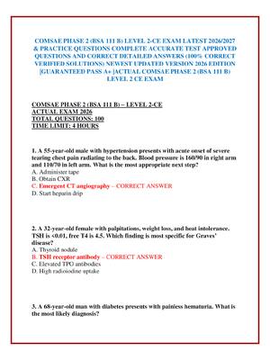 Preview image for COMSAE PHASE 2 (BSA 111 B) LEVEL 2-CE EXAM LATEST 2026/2027 & PRACTICE QUESTIONS COMPLETE ACCURATE TEST APPROVED QUESTIONS AND CORRECT DETAILED ANSWERS (100% CORRECT VERIFIED SOLUTIONS) NEWEST UPDATED VERSION 2026 EDITION |GUARANTEED PASS A+ |ACTUAL COMSAE PHASE 2 (BSA 111 B) LEVEL 2 CE EXAM