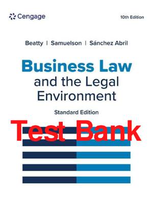 Preview of Test Bank Business Law and the Legal Environment Standard Edition 10th Edition By Jeffrey