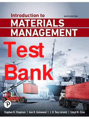 Preview of Test Bank Introduction to Materials Management 9th Edition By Stephen Chapman, Ann Gatewoo