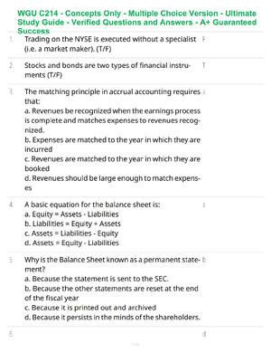 Preview of WGU C214 - Concepts Only - Multiple Choice Version - Ultimate Study Guide - Verified Quest