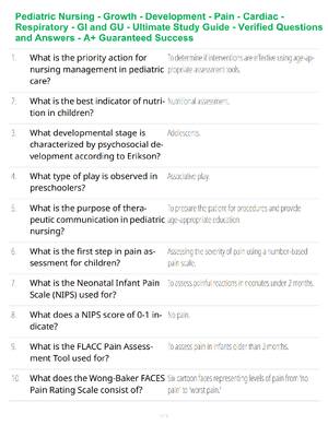 Preview of Pediatric Nursing - Growth - Development - Pain - Cardiac - Respiratory - GI and GU - Ulti