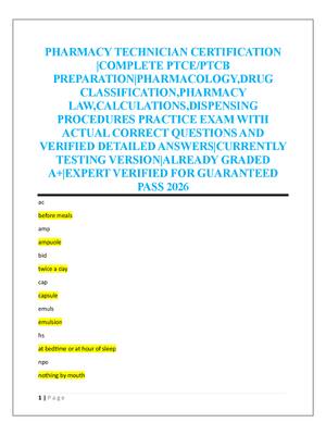 Preview of PHARMACY TECHNICIAN CERTIFICATION  |COMPLETE PTCE/PTCB  PREPARATION|PHARMACOLOGY,DRUG  CLA