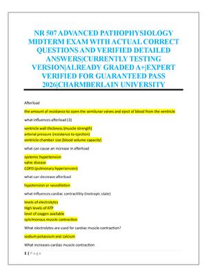 Preview of NR 507 ADVANCED PATHOPHYSIOLOGY  MIDTERM EXAM