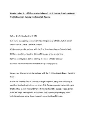 Preview image for Herzing University HESI Fundamentals Exam 1 2026  Practice Questions &amp; Verified Answers Nursing Fundamentals Review.