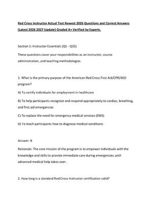 Preview of Red Cross Instructor Actual Test Newest 2026 Questions and Correct Answers (Latest 2026 20