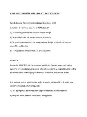 Preview of ASME B31.3 EXAM 2026 WITH 100% ACCURATE SOLUTIONS