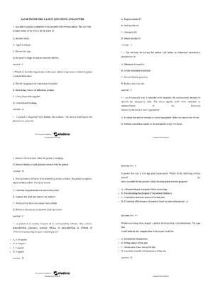 Preview of SAUDI PROMETRIC NURSING LATEST QUESTIONS & ANSWERS | SNLE Exam Prep | Score 100% | 2026 Up