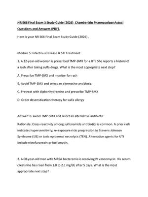 Preview of NR 566 Final Exam 3 Study Guide (2026)  Chamberlain Pharmacology Actual Questions and Answ