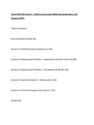Preview of Galen NUR 242 Exams 2 – Med-Surg Concepts (2026) Actual Questions and Answers (PDF).
