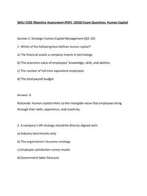 Preview of WGU C202 Objective Assessment (PDF)  [2026] Exam Questions  Human Capital