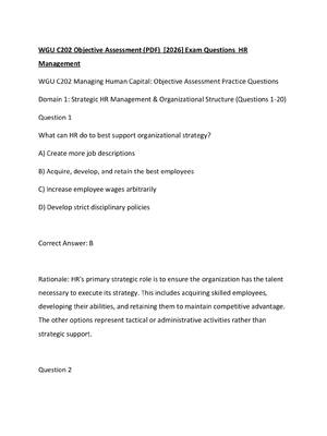 Preview image for WGU C202 Objective Assessment (PDF)  [2026] Exam Questions  HR Management
