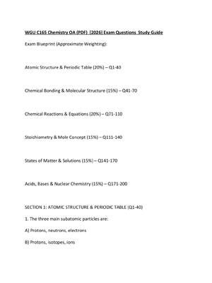 Preview of WGU C165 Chemistry OA (PDF)  [2026] Exam Questions  Study Guide