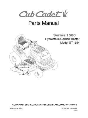 Preview of CUB CADET GT1554 LAWNMOWER TRACTOR PARTS MANUAL