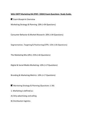 Preview of WGU D077 Marketing OA (PDF)  [2026] Exam Questions  Study Guide.