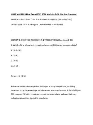 Preview image for NURS 5432 FNP I Final Exam (PDF)  2026 Modules 7–10  Nursing Questions