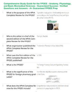 Preview of Comprehensive Study Guide for the FPGEE - Anatomy, Physiology, and Basic Biomedical Scienc