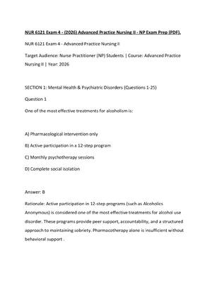 Preview of NUR 6121 Exam 4 - (2026) Advanced Practice Nursing II - NP Exam Prep (PDF).
