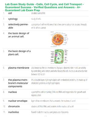 Preview of Lab Exam Study Guide - Cells, Cell Cycle, and Cell Transport - Guaranteed Success - Verifi