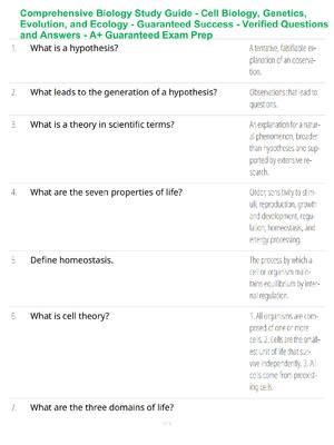 Preview of Comprehensive Biology Study Guide - Cell Biology, Genetics, Evolution, and Ecology - Guara