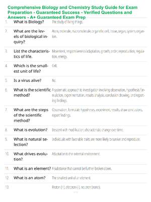 Preview of Comprehensive Biology and Chemistry Study Guide for Exam Preparation - Guaranteed Success
