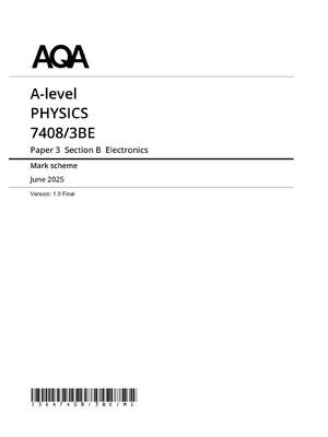 Preview image for AQA A-level PHYSICS 7408/3ВЕ Paper 3 Mark scheme June 2025