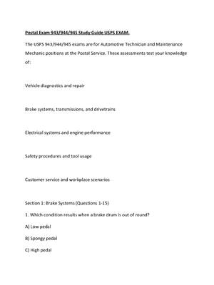 Preview of Postal Exam 943-944-945 Study Guide USPS EXAM.