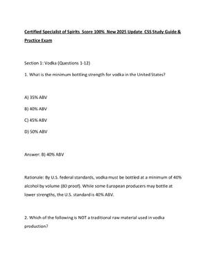 Preview of Certified Specialist of Spirits  Score 100%  New 2025 Update  CSS Study Guide & Practice E