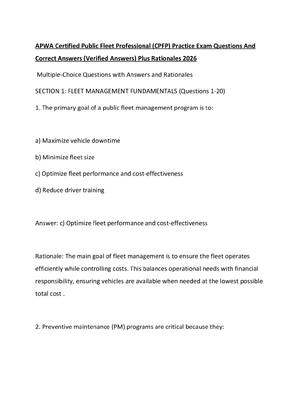 Preview of APWA Certified Public Fleet Professional (CPFP) Practice Exam Questions And Correct Answer
